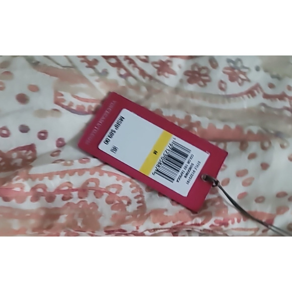 Vince Camuto Womens Blouse Paisley NWT M Ivory Peach Warm Tones Fall Flowy - Picture 8 of 10